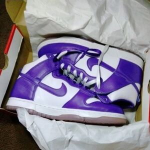 Nike Purple and White High-Top Athletic Sneakers